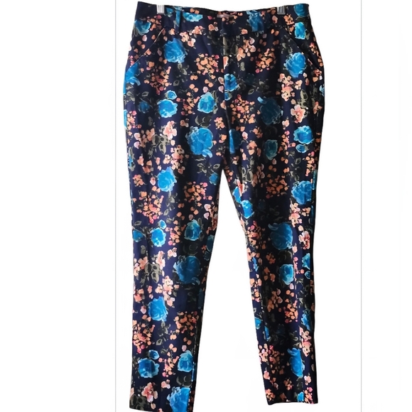 Merona Floral Print Pants - Blue and Black - Picture 2 of 6